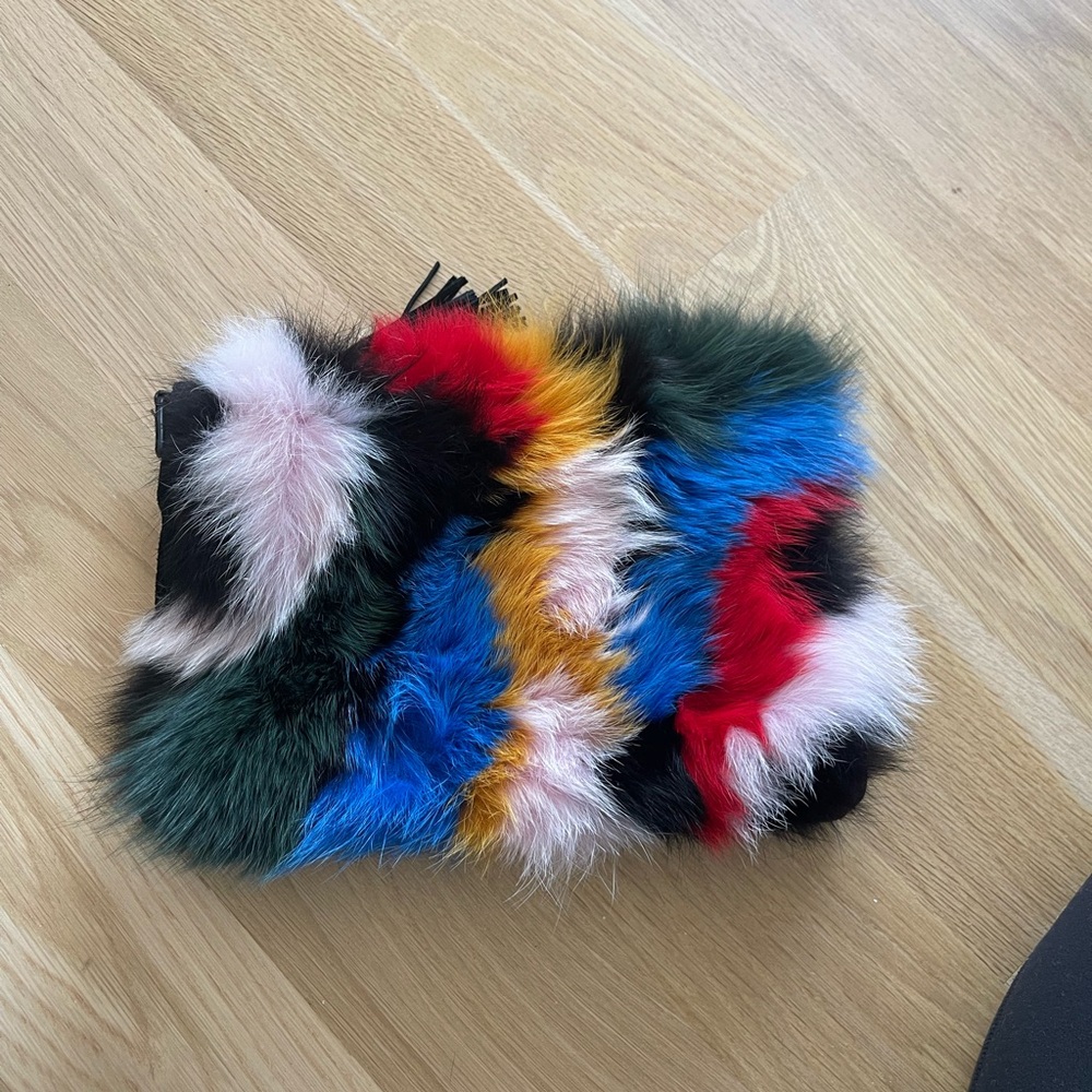 Loeffer Randall Multicolor Faux Fur Clutch